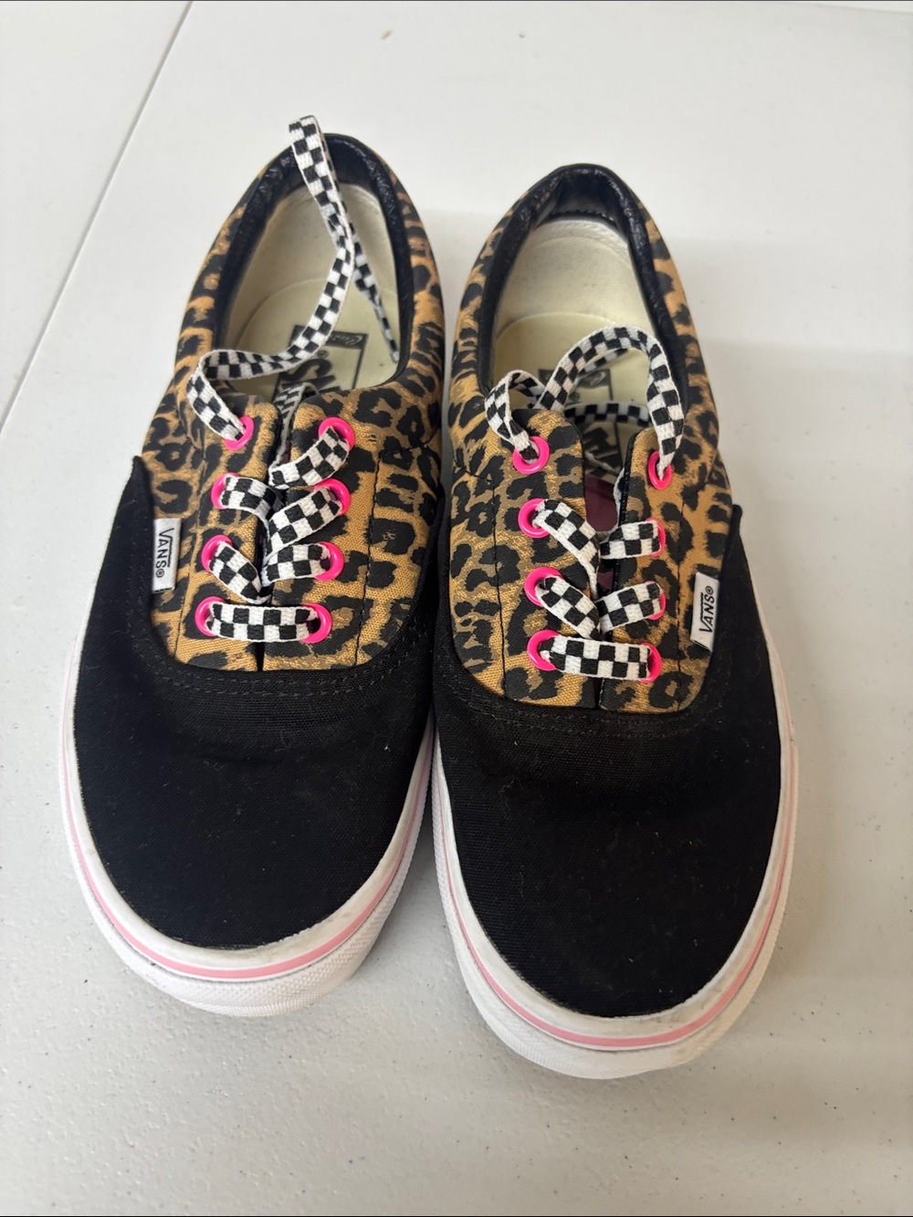 Vans Leopard & Pink Checkerboard Low-Top Sneakers - Picture 3 of 8